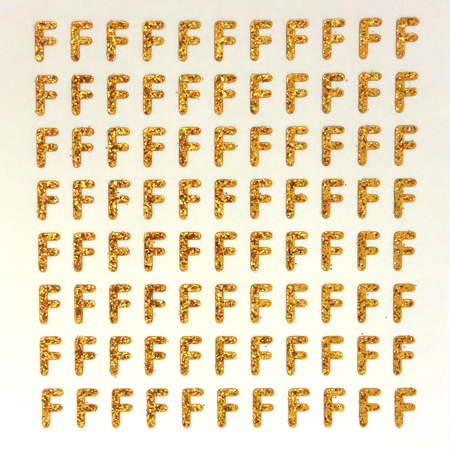 Petite - 1/2" Old Gold Glitter Letter Sheet - F - 80 per sheet