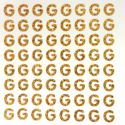 Petite - 1/2" Old Gold Glitter Letter Sheet - G - 64 per sheet