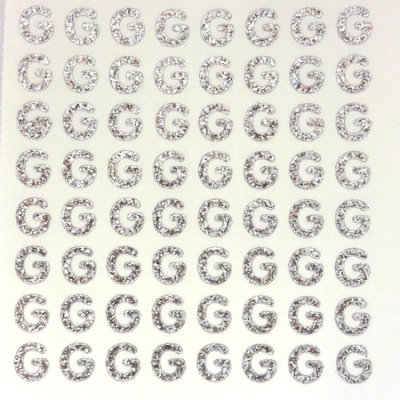 Petite - 1/2" Silver Glitter Letter Sheet - G - 64 per sheet