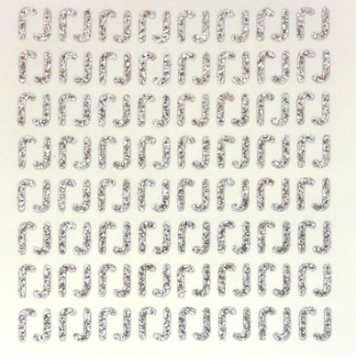 Petite - 1/2" Silver Glitter Letter Sheet - J - 128 per sheet