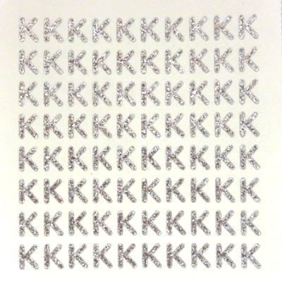Petite - 1/2" Silver Glitter Letter Sheet - K - 80 per sheet