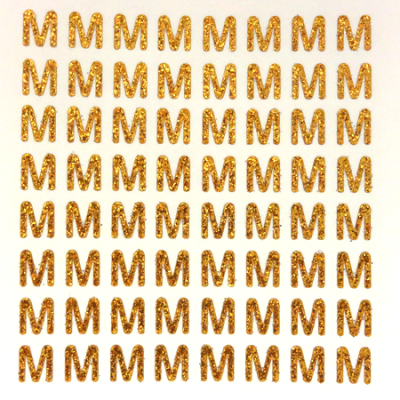 Petite - 1/2" Old Gold Glitter Letter Sheet - M - 64 per sheet