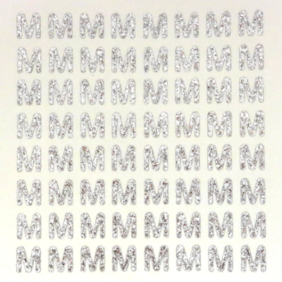 Petite - 1/2" Silver Glitter Letter Sheet - M - 64 per sheet