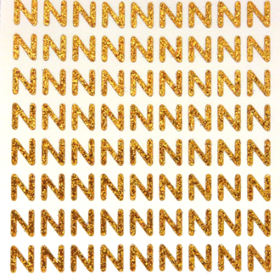 Petite - 1/2" Old Gold Glitter Letter Sheet - N - 72 per sheet