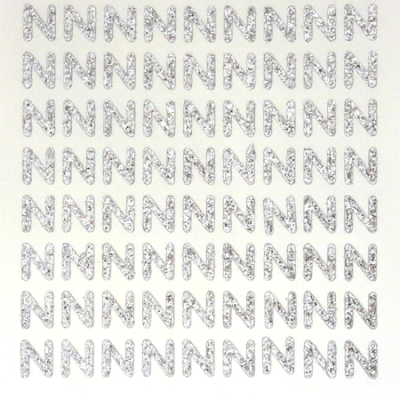 Petite - 1/2" Silver Glitter Letter Sheet - N - 72 per sheet