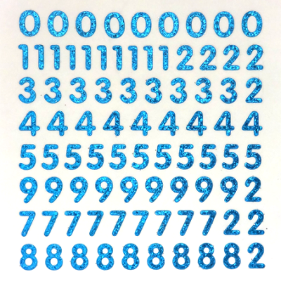 Petite - 1/2" Baby Blue Glitter Number Sheet -87 per sheet
