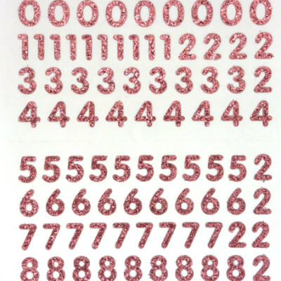 Petite - 1/2" Baby Pink Glitter Number Sheet -87 per sheet