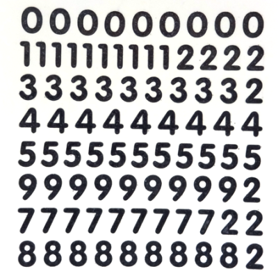 Petite - 1/2" Black Glitter Number Sheet -87 per sheet