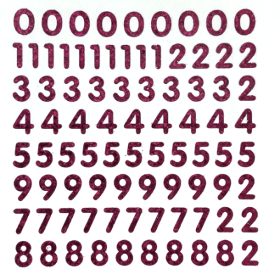 Petite - 1/2" Burgundy Glitter Number Sheet -87 per sheet