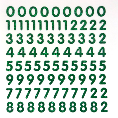 Petite - 1/2" Emerald Glitter Number Sheet -87 per sheet