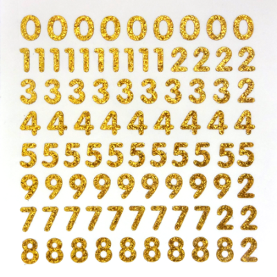 Petite - 1/2" Old Gold Glitter Number Sheet -87 per sheet