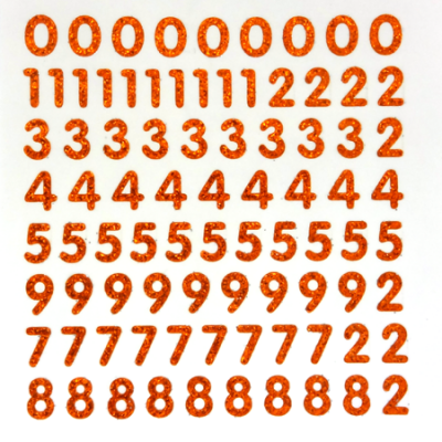Petite - 1/2" Orange Glitter Number Sheet -87 per sheet