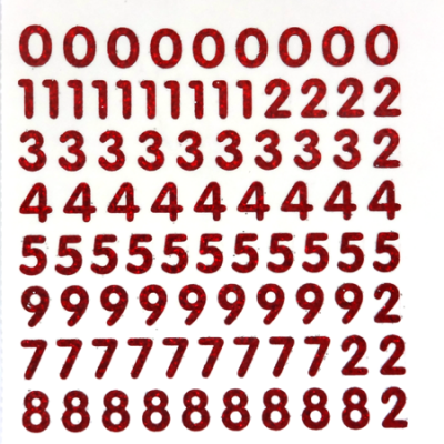 Petite - 1/2" Red Glitter Number Sheet -87 per sheet