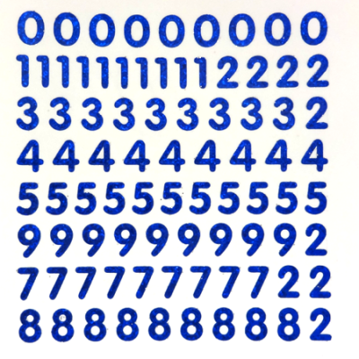 Petite - 1/2" Royal Glitter Number Sheet -87 per sheet