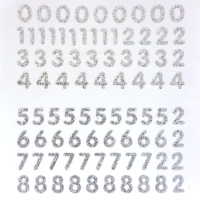 Petite - 1/2" Silver Glitter Number Sheet -87 per sheet