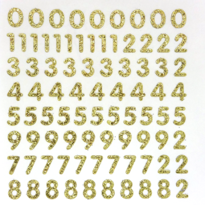Petite - 1/2" Soft Gold Glitter Number Sheet -87 per sheet