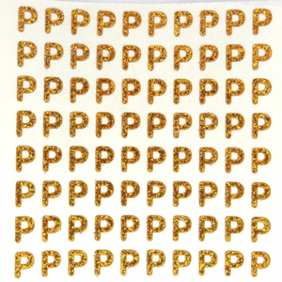 Petite - 1/2" Old Gold Glitter Letter Sheet - P - 80 per sheet