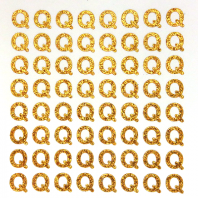 Petite - 1/2" Old Gold Glitter Letter Sheet - Q - 64 per sheet