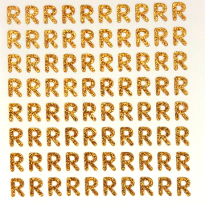 Petite - 1/2" Old Gold Glitter Letter Sheet - R - 80 per sheet