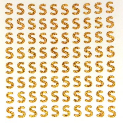 Petite - 1/2" Old Gold Glitter Letter Sheet - S - 80 per sheet