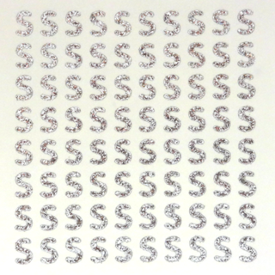 Petite - 1/2" Silver Glitter Letter Sheet - S - 80 per sheet
