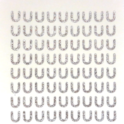 Petite - 1/2" Silver Glitter Letter Sheet - U - 72 per sheet