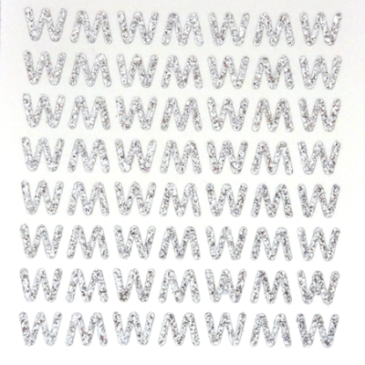 Petite - 1/2" Silver Glitter Letter Sheet - W - 56 per sheet