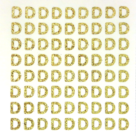 Petite - 1/2" Soft Gold Glitter Letter Sheet - D - 72 per sheet