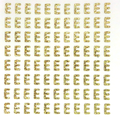 Petite - 1/2" Soft Gold Glitter Letter Sheet - E - 80 per sheet