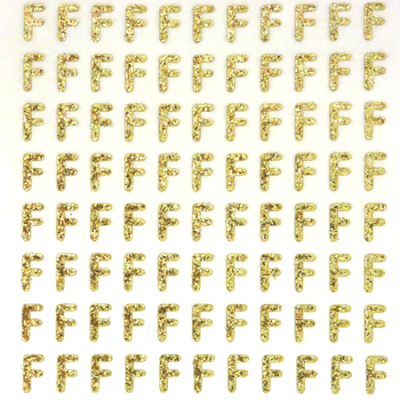 Petite - 1/2" Soft Gold Glitter Letter Sheet - F - 80 per sheet