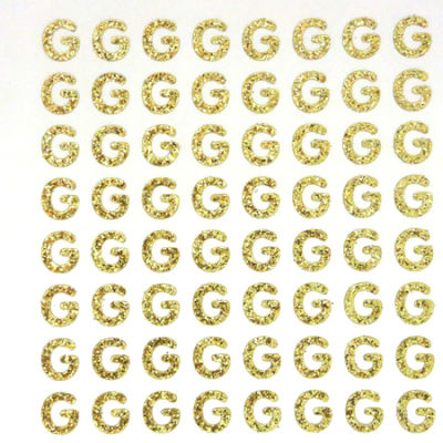 Petite - 1/2" Soft Gold Glitter Letter Sheet - G - 64 per sheet