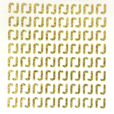 Petite - 1/2" Soft Gold Glitter Letter Sheet - J - 128 per sheet