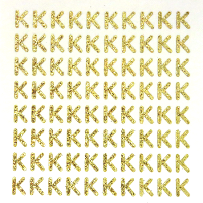 Petite - 1/2" Soft Gold Glitter Letter Sheet - K - 80 per sheet