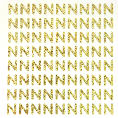 Petite - 1/2" Soft Gold Glitter Letter Sheet - N - 72 per sheet