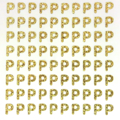 Petite - 1/2" Soft Gold Glitter Letter Sheet - P - 80 per sheet