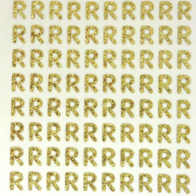 Petite - 1/2" Soft Gold Glitter Letter Sheet - R - 80 per sheet