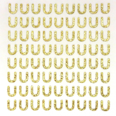Petite - 1/2" Soft Gold Glitter Letter Sheet - U - 72 per sheet