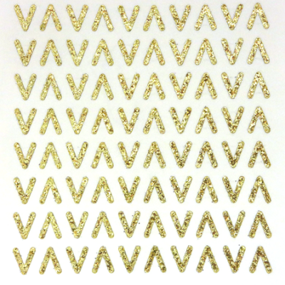 Petite - 1/2" Soft Gold Glitter Letter Sheet - V - 80 per sheet