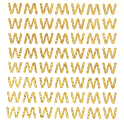 Petite - 1/2" Soft Gold Glitter Letter Sheet - W - 56 per sheet