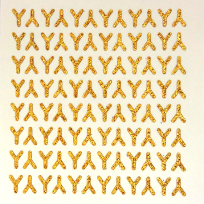 Petite - 1/2" Old Gold Glitter Letter Sheet - Y - 96 per sheet