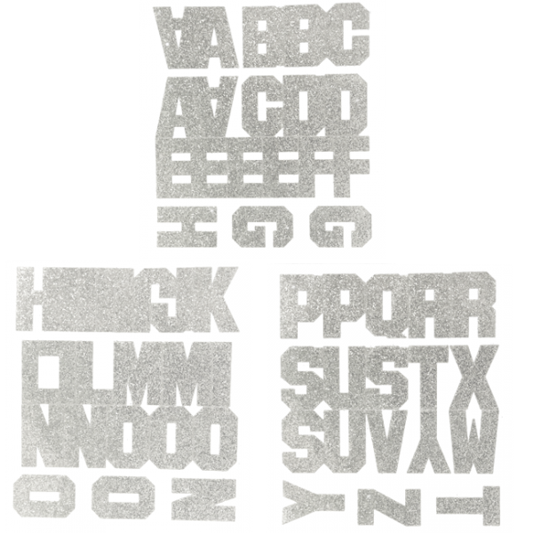 1.5" Silver Glitter Alphabet asst. -59 per set