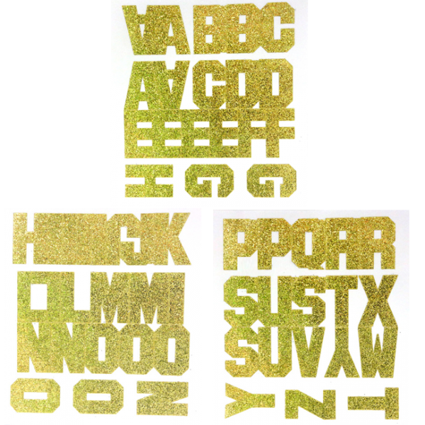 1.5" Soft Gold Glitter Alphabet asst. -59 per set