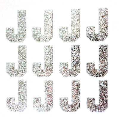 1.5" Glitter Letter Sheet - J - Silver - 12 per sheet