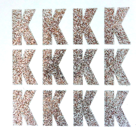 1.5" Glitter Letter Sheet - K - Silver - 12 per sheet