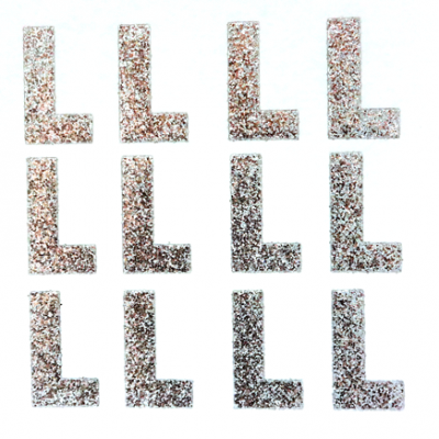 1.5" Glitter Letter Sheet - L - Silver - 12 per sheet
