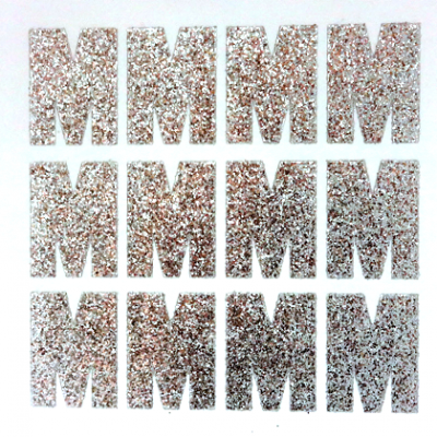 1.5" Glitter Letter Sheet - M - Silver - 12 per sheet