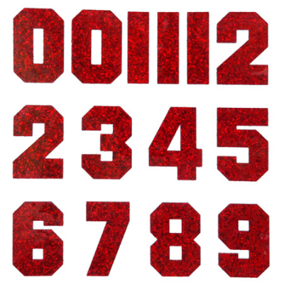 1.5" Red Glitter Number Sheet - 14 per Sheet