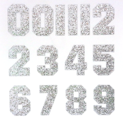 1.5" Silver Glitter Number Sheet - 14 per Sheet