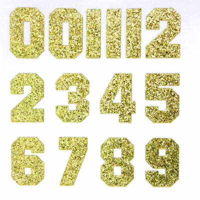 1.5" Soft Gold Glitter Number Sheet - 14 per Sheet