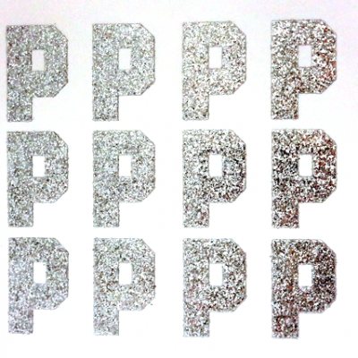 1.5" Glitter Letter Sheet - P - Silver - 12 per sheet